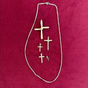 Collection of Silver Crosses w/ Silver Chain